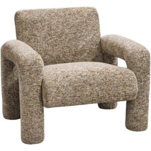 10% korting - Leen Bakker - Fauteuil Puck - Melange - Stof - Bruin - 78x88x85 Cm