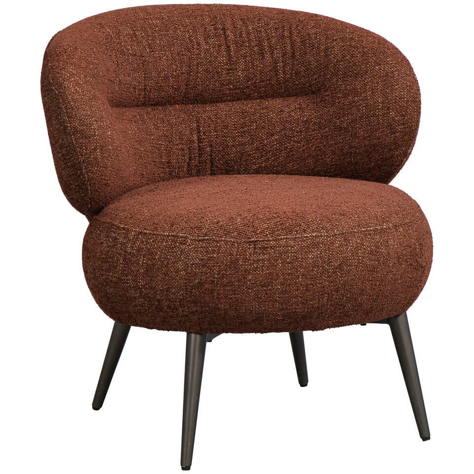 15% korting - Leen Bakker - Fauteuil Rolf - Terra - Stof - Bruin - 74x70x72.5 Cm