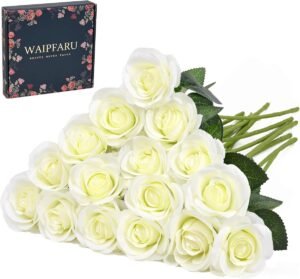16 Stuks Witte Nepbloemen met Lange Stelen Kunstbloemen Zijden Rozen Boeket