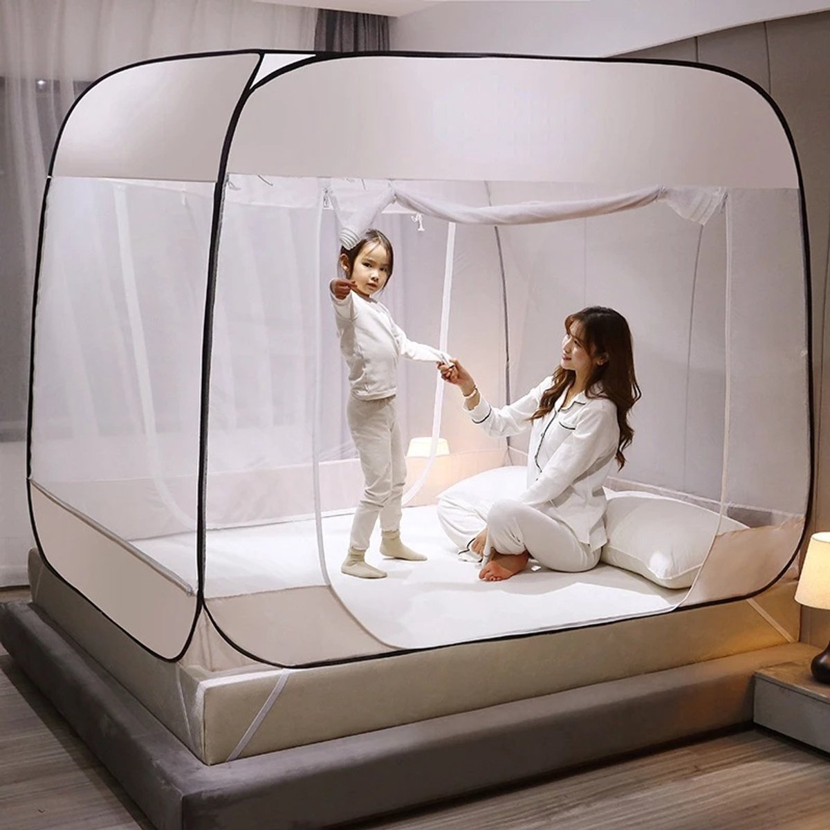 180x200cm Zelfopstaande Klamboe Zonder Beugel - Geen Installatie Nodig | Opvouwbaar Insectennet voor Tweepersoonsbed - Goedkope Zomer Klamboe & Kamerdecoratie