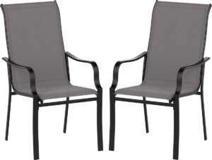 2-delige set Tuinstoelen met Hoge Rugleuning tot 150 kg Belastbaar Terrasstoelen Grijs