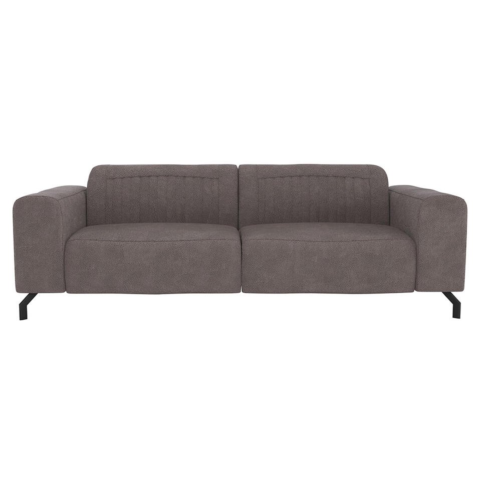 20% korting - Leen Bakker - Bank Otis 3-zits - Rook - Microleer - Grijs - 94x230x77 Cm