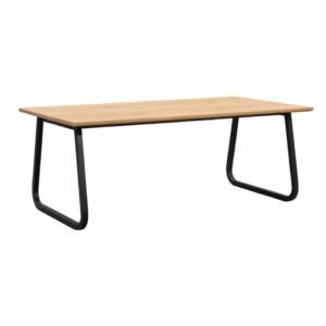 20% korting - Leen Bakker - Eettafel Brigitte Rechthoekig - Naturel/zwart - 180x90 Cm - MDF - Bruin