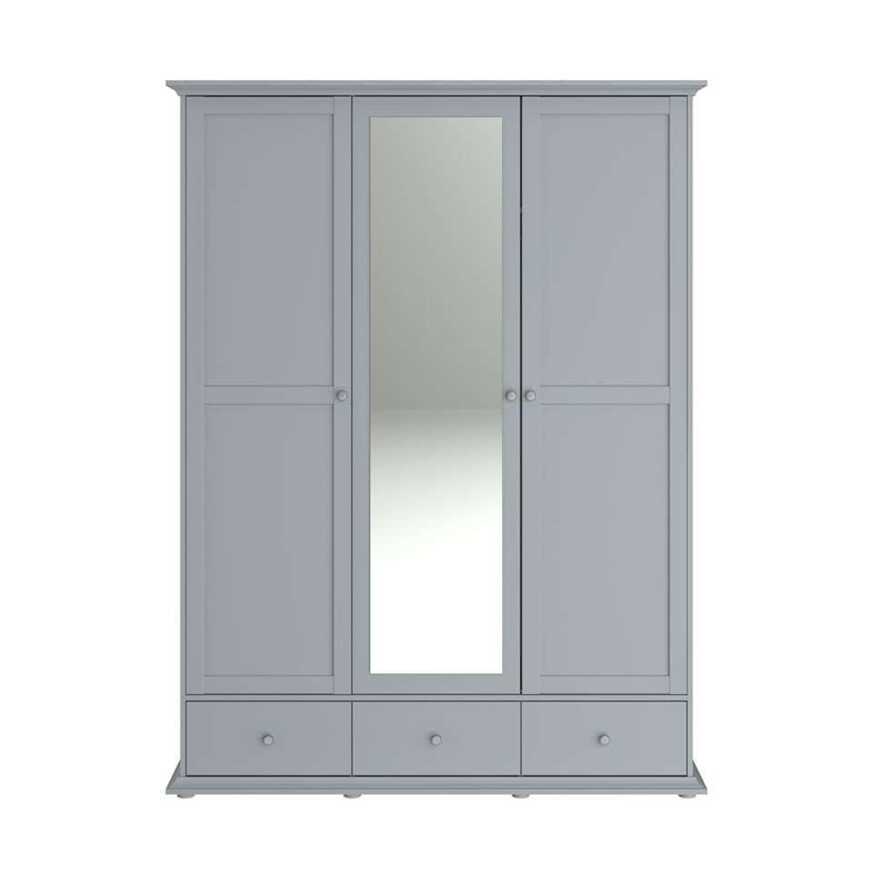 25% korting - Leen Bakker - Kledingkast Margaux - 202x152x53 Cm - Spaanplaat - Grijs
