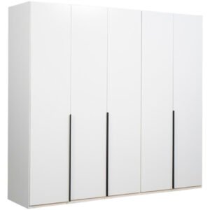 25% korting - Leen Bakker - Kledingkast Milaan 5-deurs - 236x225x58 Cm - Spaanplaat - Wit