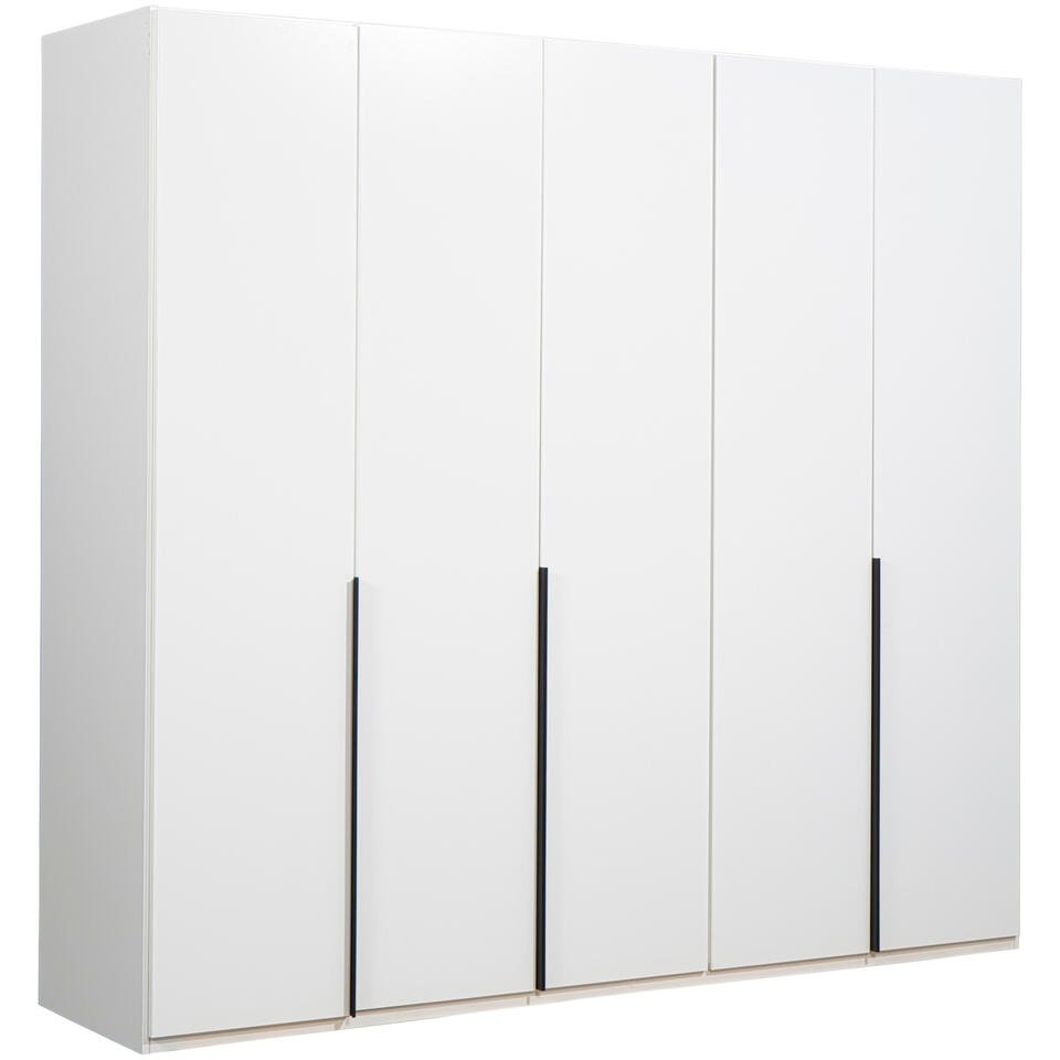 25% korting - Leen Bakker - Kledingkast Milaan 5-deurs - 236x225x58 Cm - Spaanplaat - Wit