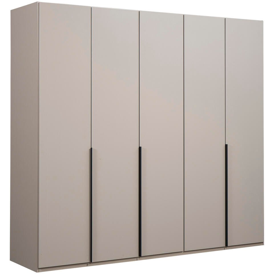 25% korting - Leen Bakker - Kledingkast Milaan 5-deurs - Greige - 208x225x58 Cm - Spaanplaat - Beige
