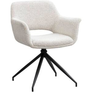 2e Halve Prijs Leen Bakker - Eetkamerstoel Belle - - Stof - Crème - 62x60x83 Cm