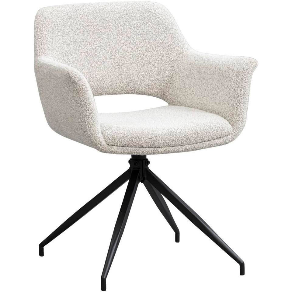 2e Halve Prijs Leen Bakker - Eetkamerstoel Belle - - Stof - Crème - 62x60x83 Cm