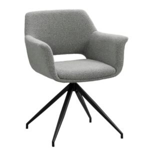 2e Halve Prijs Leen Bakker - Eetkamerstoel Belle - Stof - Stof/Metaal - Grijs - 61x62x82 Cm