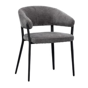 2e Halve Prijs Leen Bakker - Eetkamerstoel Liv - Antraciet - Stof - Grijs - 58x59x77 Cm