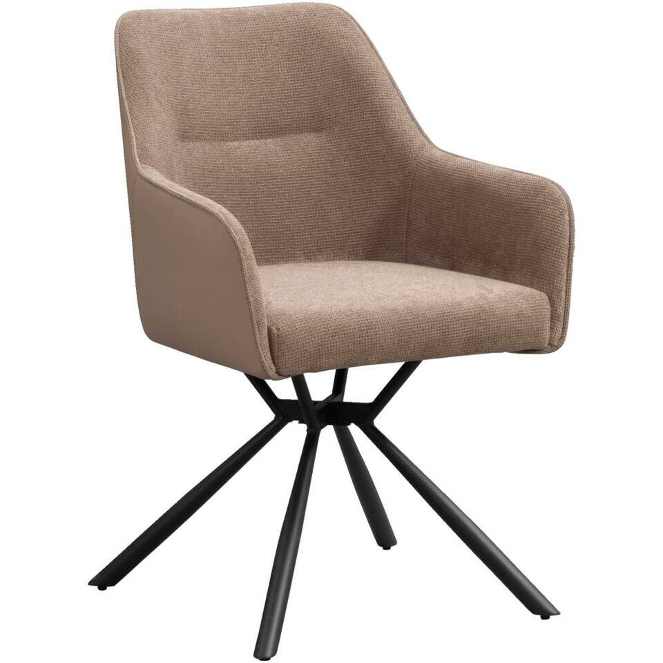 2e Halve Prijs Leen Bakker - Eetkamerstoel Saar - Stof - Taupe - 58x62x88 Cm