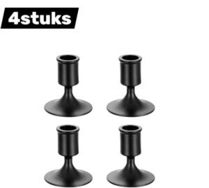 4stuks - kandelaar - Zwart Kandelaar - moderne kandelaar - Sfeerverlichting voor Eettafel, Salon en Openhaard - woondecoratie - eettafel decoratie - zwart