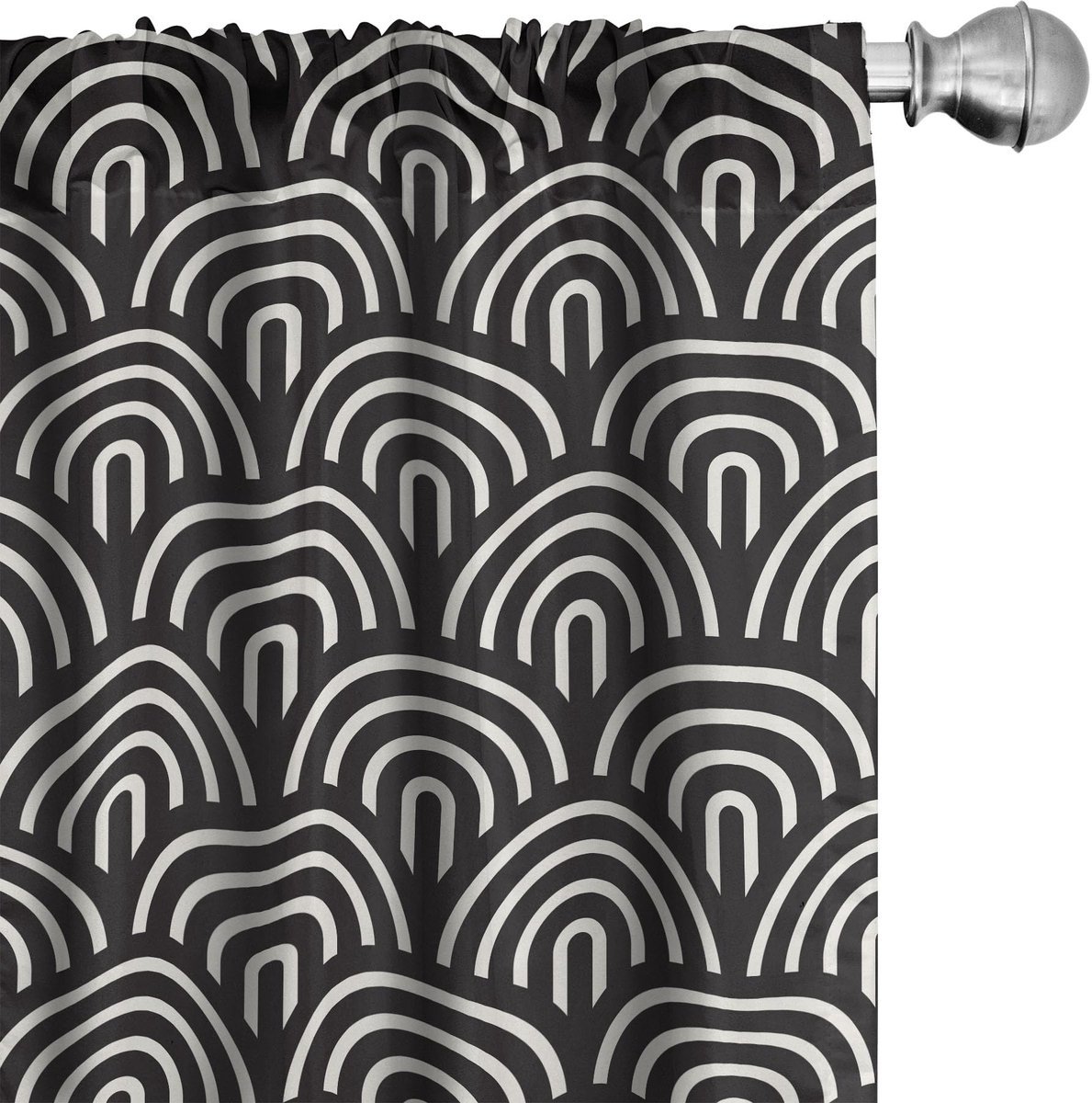 ABAKUHAUS Raamgordijnen - Halbrond Arcs Moderne - 2x75x175 cm - Crème & Donkergrijs