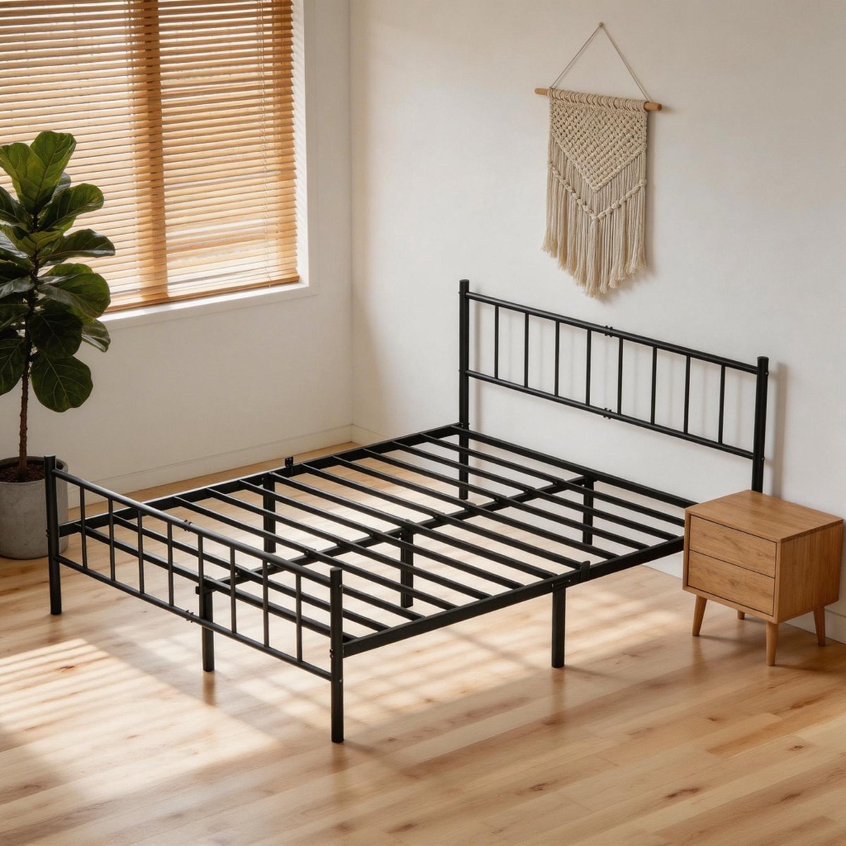 ACXIN Metalen Bed 160x200 cm met Hoofdbord en Metalen Lattenbodem - Stevig Bedframe van Metaal - Belastbaar tot 250 kg - Logeerbed en Tienerbed voor Slaapkamer en Gastenkamer