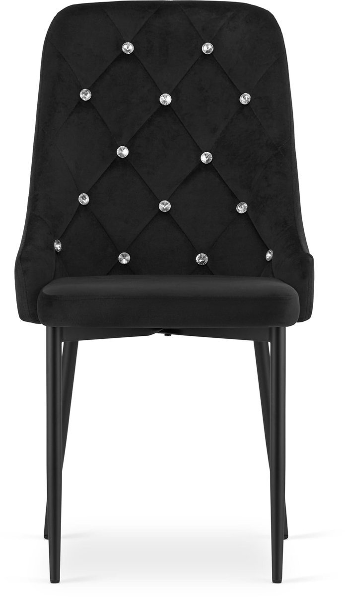 AMORE Velvet Design Stoelen - Set van 3 - Zwart Fluweel - Verstelbare Zwarte Poten - Modern & Ergonomisch - Max. 120 kg