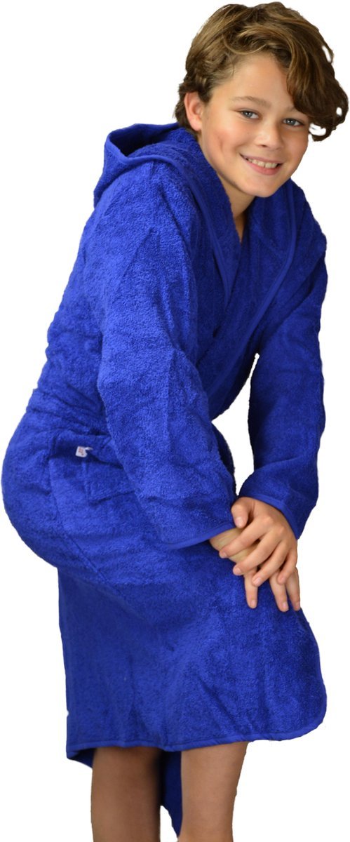 ARTG® Boyzz & Girlzz - Kinder Badjas met Capuchon - Koningsblauw - True Blue - Maat 140/152