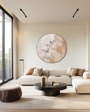 Abstracte Muurcirkel - Luxe Muurcirkel 100x100 cm op Dibond - Sfeervolle Wanddecoratie voor Woonkamer & Slaapkamer