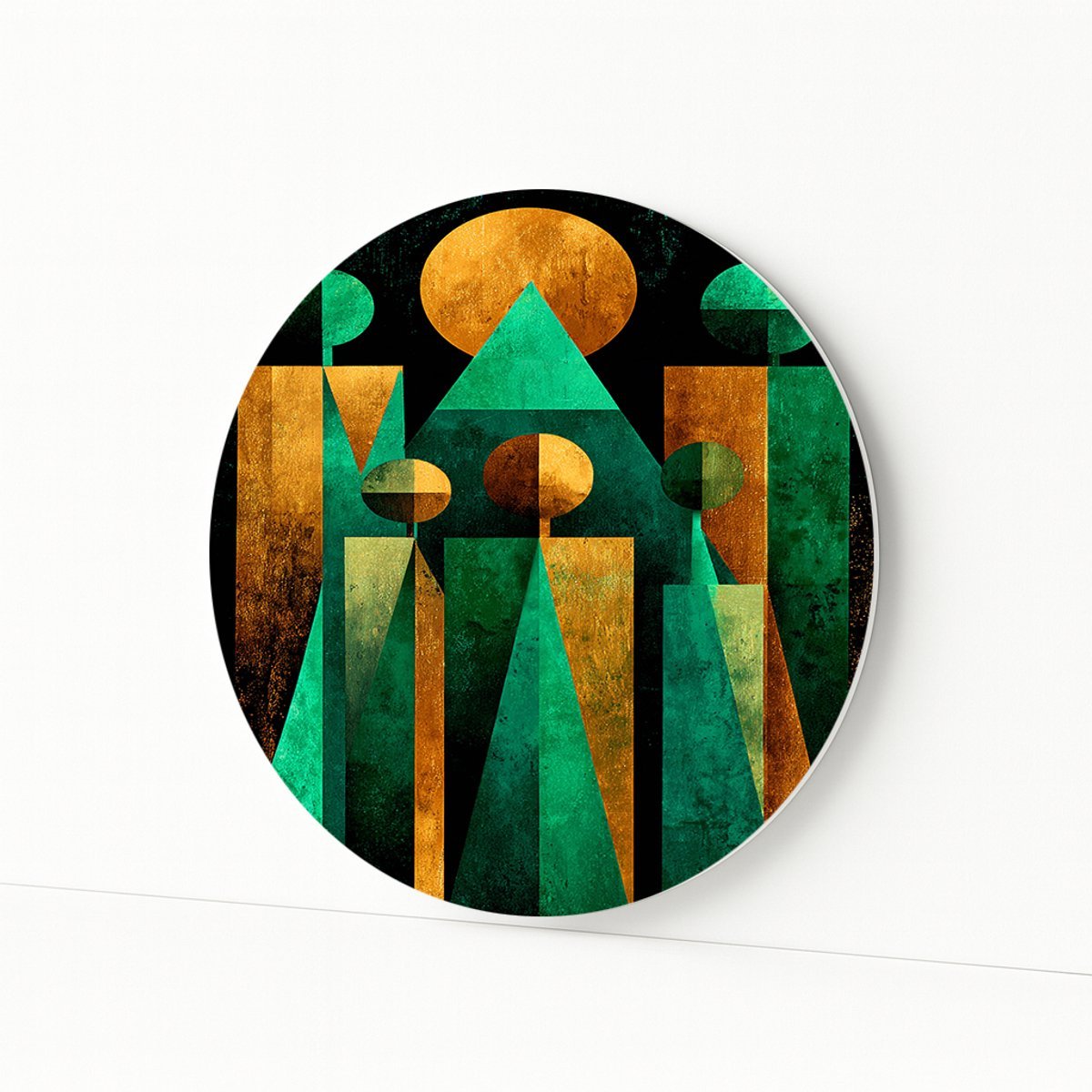 Abstracte vormen - Rond kunstwerk - Forex muurcirkel - 60x60 cm