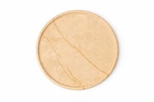 Beige Marmeren Tray - Ronde Natuurstenen Schaal - Handgemaakt Decoratieplateau