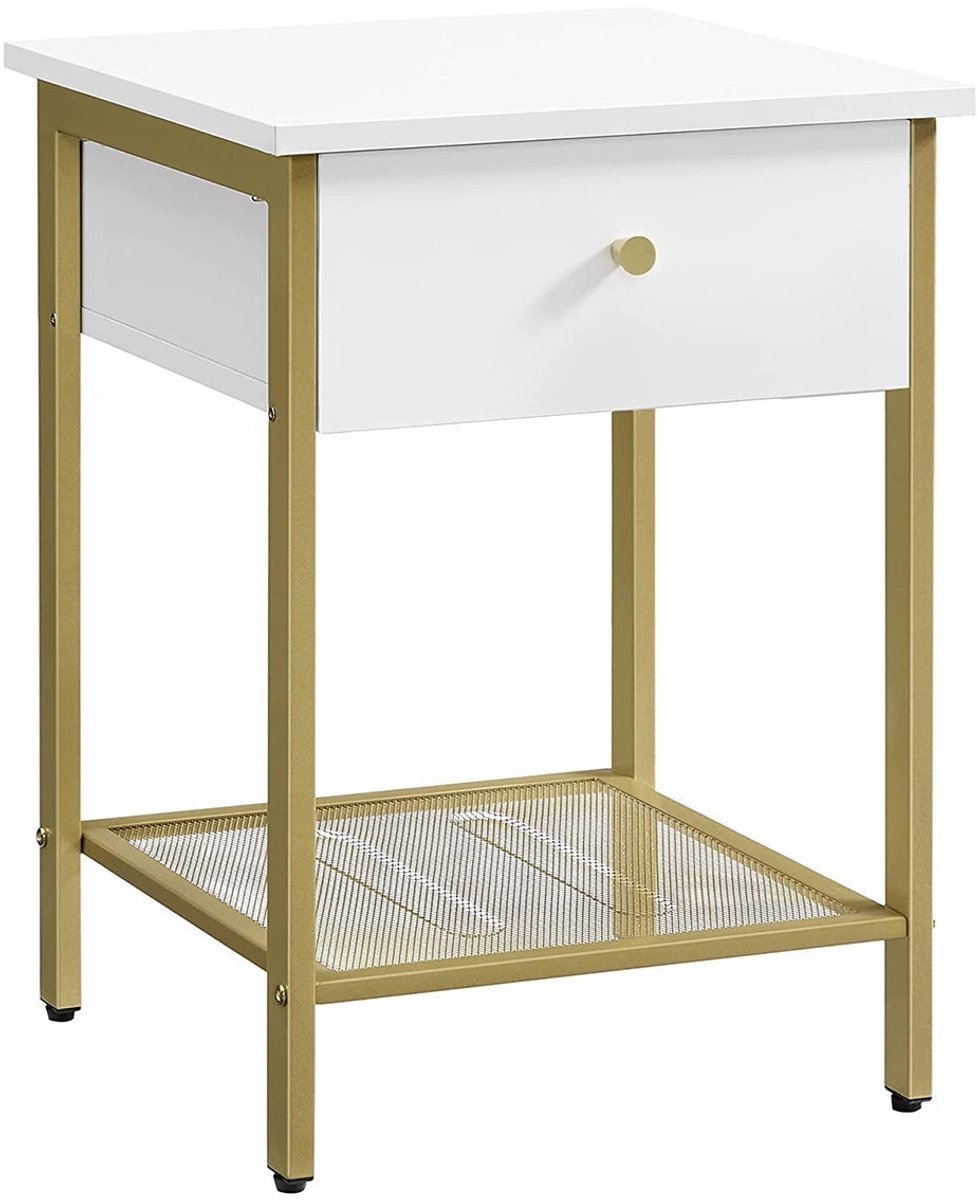 Bijzettafel - Nachtkastje - Nachtkast - Wit / Goud
