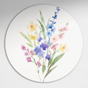 Bloemenpracht Muurcirkel - Luxe Muurcirkel 140x140 cm op Dibond - Sfeervolle Wanddecoratie voor Woonkamer & Slaapkamer