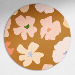 Bloemrijke Muurcirkel - Luxe Muurcirkel 120x120 cm op Dibond - Sfeervolle Wanddecoratie voor Woonkamer & Slaapkamer
