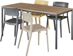 Bureautafel of kantinetafel breed 200CM diep 100CM bladkleur Beuken framekleur Licht grijs (Ral 7035)