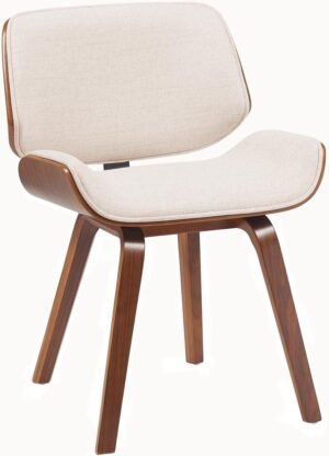 CLP Beverley Eetkamerstoel - met houten poten - klassiek - met rugleuning - Stof/walnoot/creme