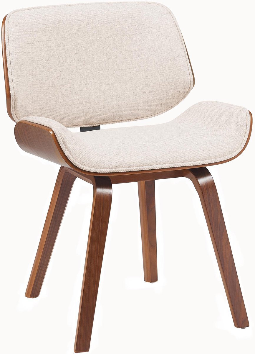 CLP Beverley Eetkamerstoel - met houten poten - klassiek - met rugleuning - Stof/walnoot/creme