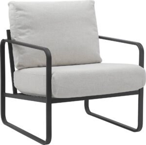CLP Manea Fauteuil - Lounger - Met armleuning - Design - Met stevig metalen frame - Gestoffeerde club fauteuil creme Stof