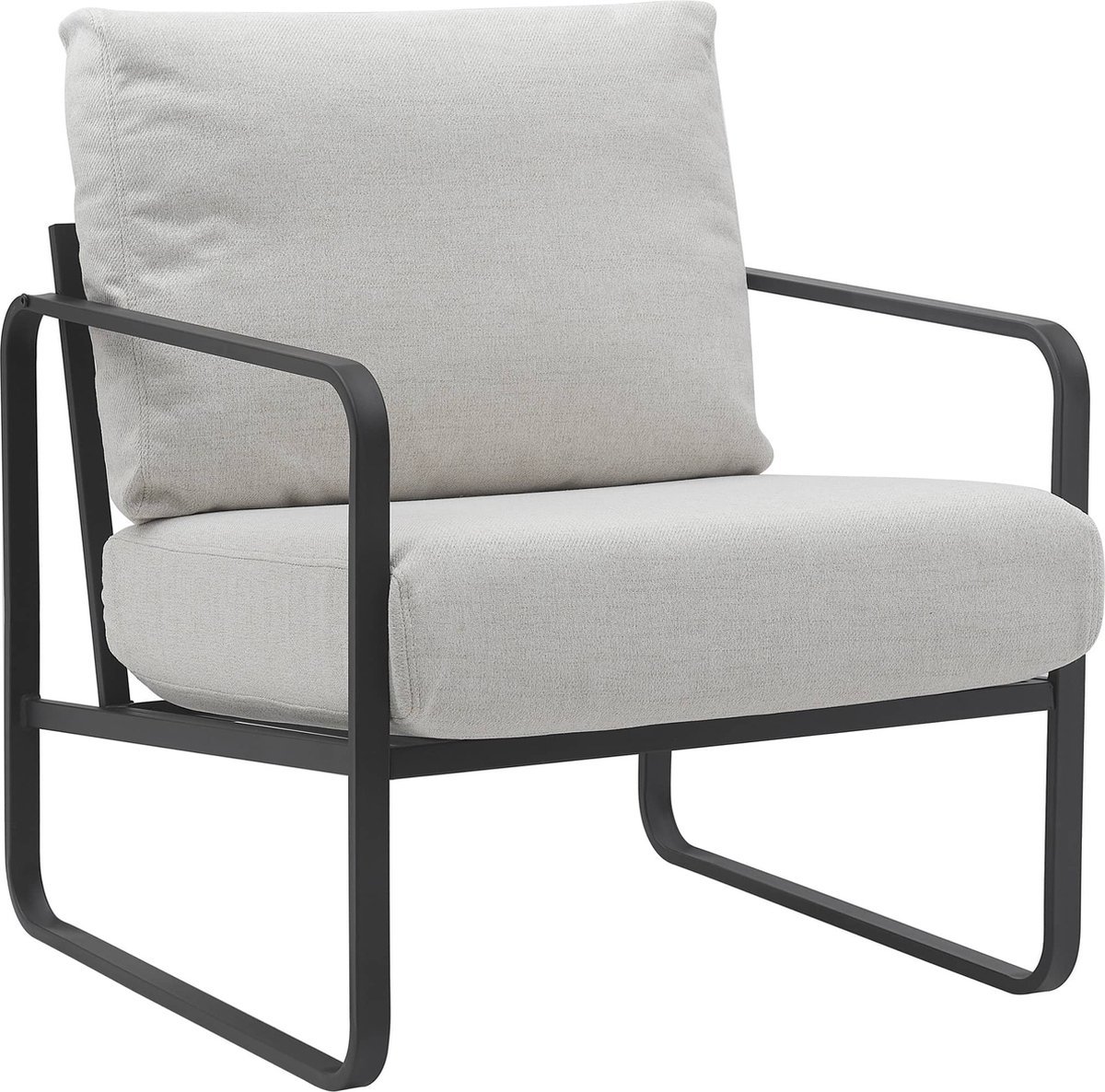 CLP Manea Fauteuil - Lounger - Met armleuning - Design - Met stevig metalen frame - Gestoffeerde club fauteuil creme Stof