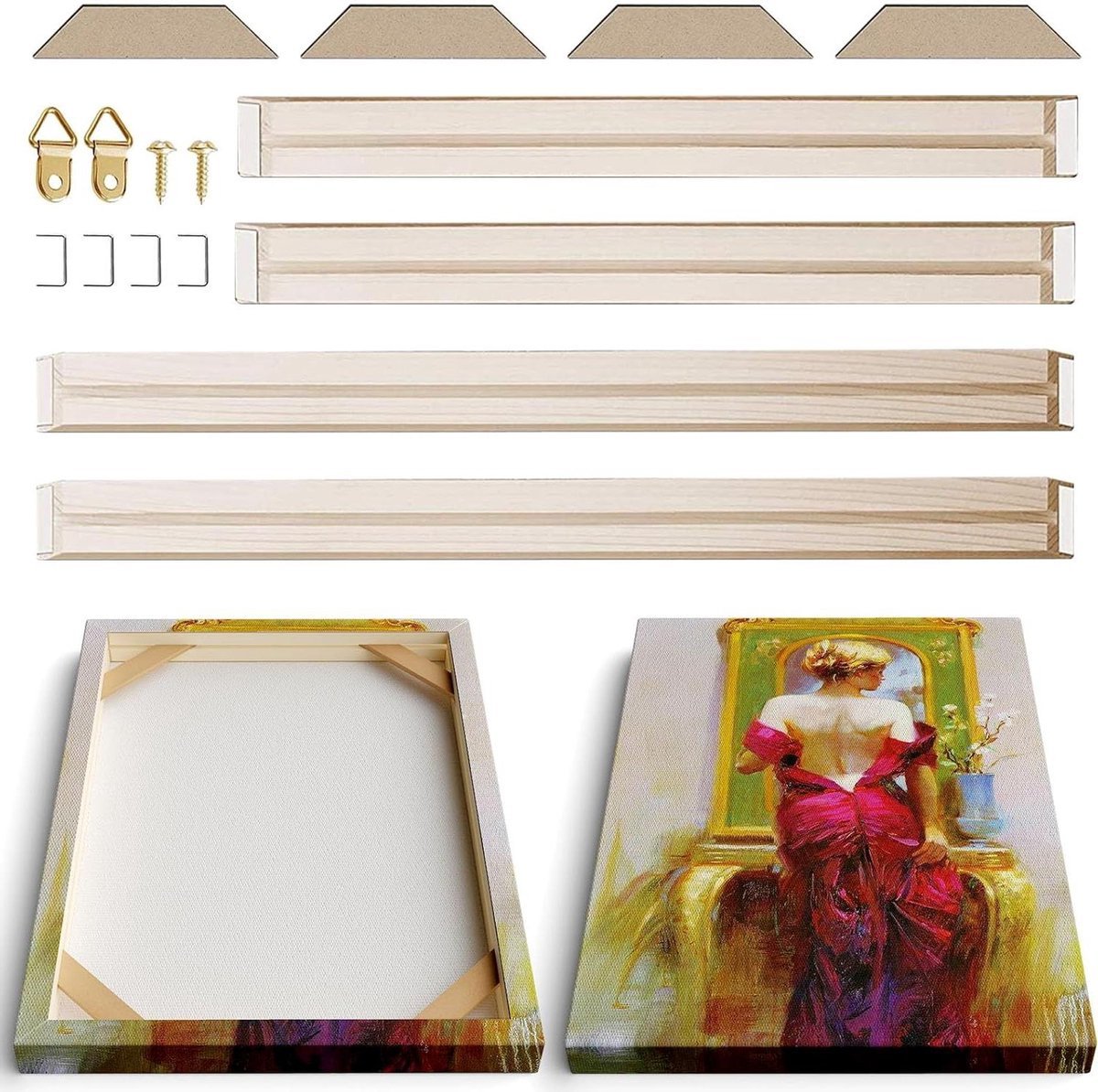 Canvas Brancard Staven - Frame Hout - Kunst Inlijsten - Massief Dennenhout - 16" x 24" - Houtkleur