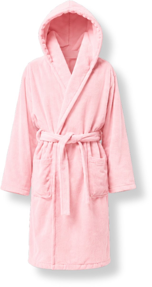 Chaleur Amsterdam Badjas Dames met Capuchon L/XL - Zachte Fleece Ochtendjas - Warme Luxe Badjas - Met Ceintuur en Zakken - Lichtroze