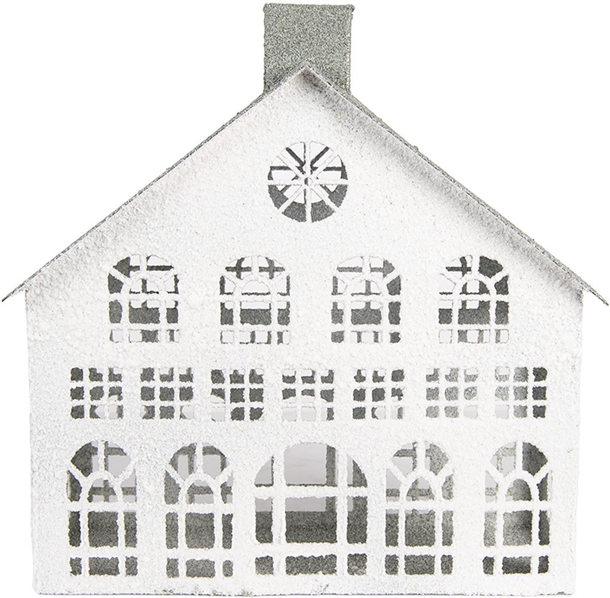Clayre & Eef Decoratie Beeld Huis 34x16x34 cm Wit Metaal