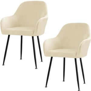 Dailygoods - 2 Stuks Stoelhoezen met Rugleuning - Wasbare Velours Stoelhoezen voor Eetkamer