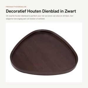 Dailygoods- Houten Dienblad Antislip - Dienblad Zwart - Dienblad 26,3x25,7x2,5 cm - Dienbladen - Serveerschaal - Decoratieve Schaal - Serveerblad