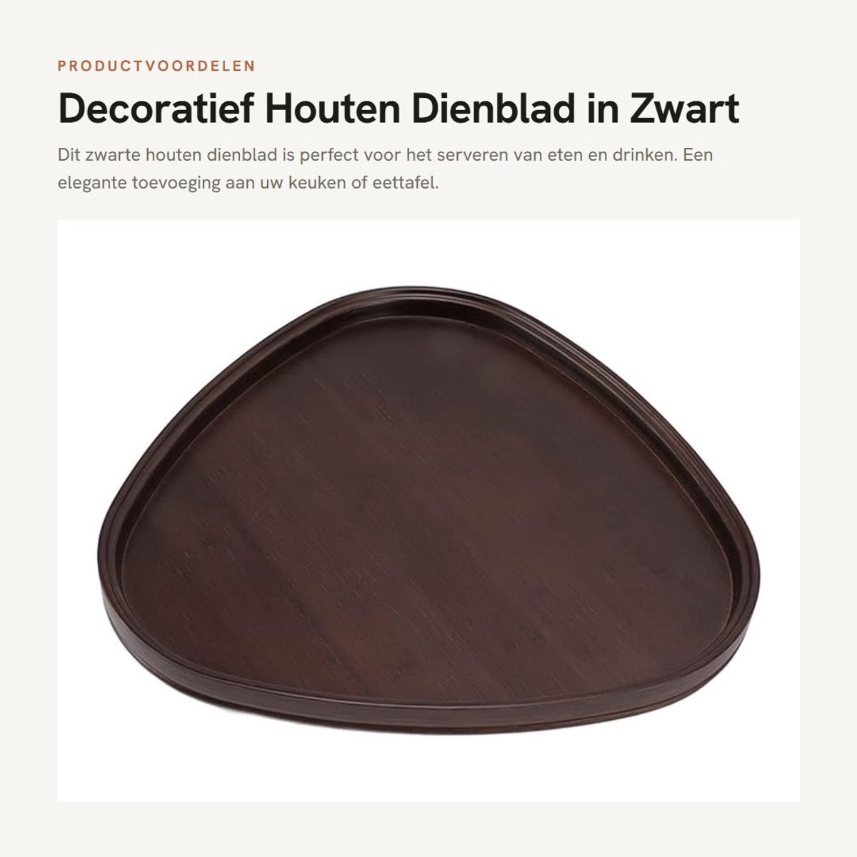 Dailygoods- Houten Dienblad Antislip - Dienblad Zwart - Dienblad 26,3x25,7x2,5 cm - Dienbladen - Serveerschaal - Decoratieve Schaal - Serveerblad