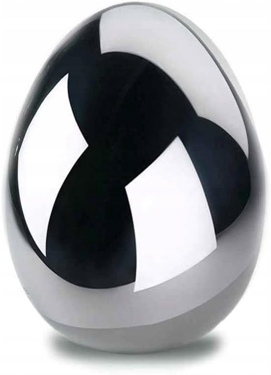 Decoratief Paasei - Paasdecoratie Figuur - Feestelijke Sfeer - Handgemaakt in Polen - 6 cm Hoog - Zilverkleurig