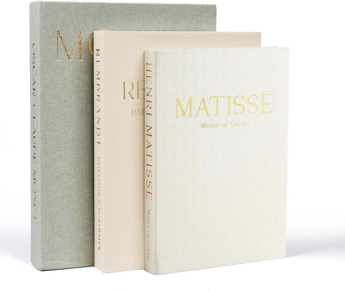 Decoratieve Boeken Set van 3 - Linen Look Opslagdozen voor Plank en Salontafel