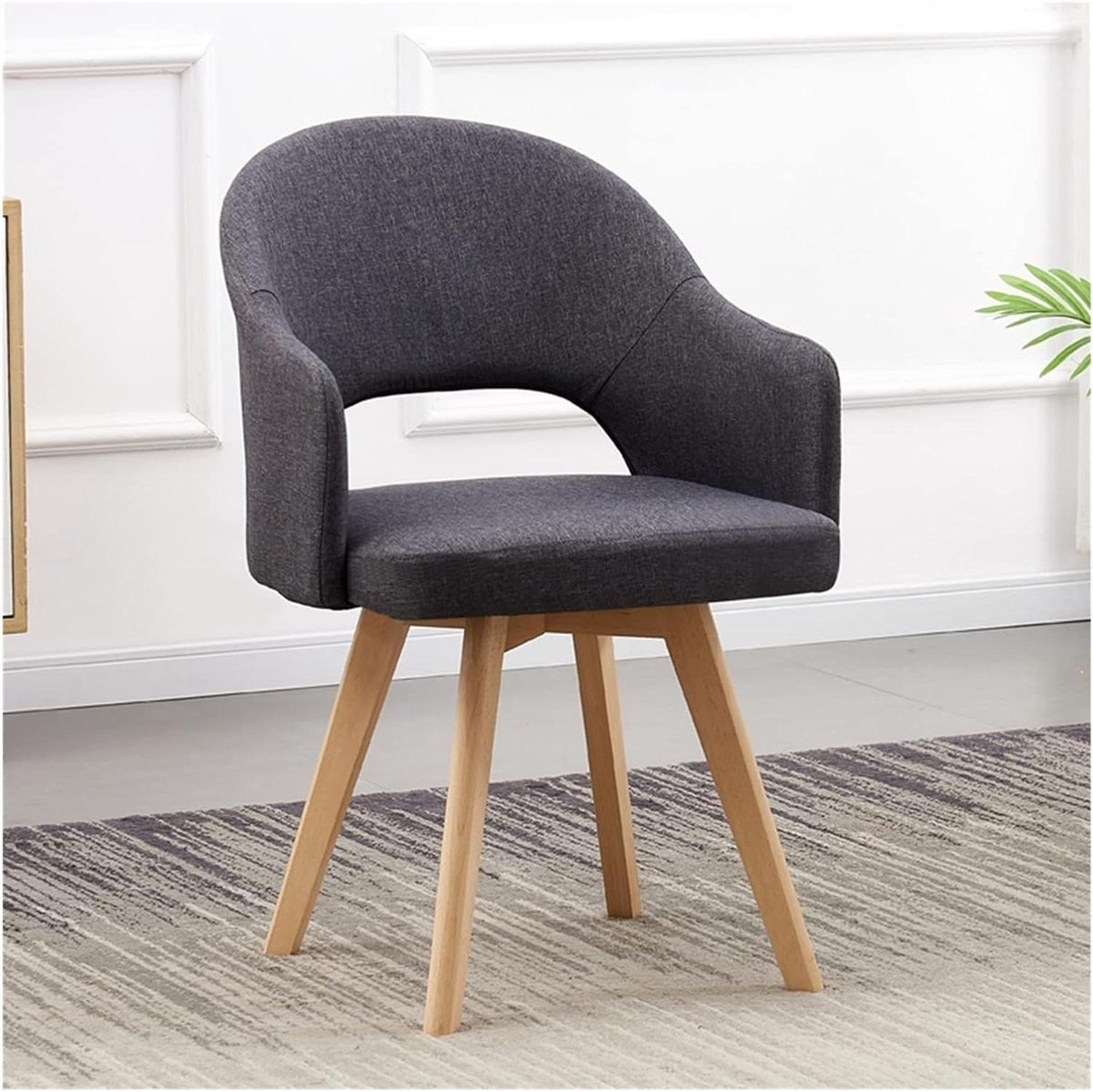Draaibare accentstoel - Stoffen fauteuil - Thuiswerken comfortabel - 360 graden draaibaar - Niet gespecificeerd - Donkergrijs