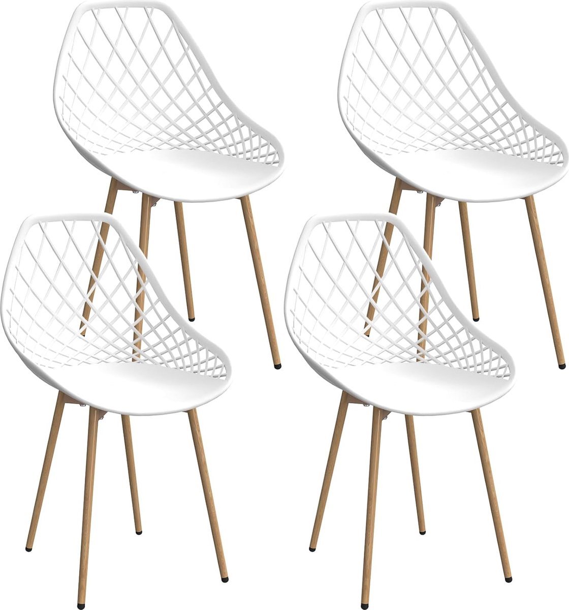 Eetkamerstoelen, set van 4, keukenstoelen, eetkamerstoelen met metalen stoelpoten, gebogen rugleuning, moderne stoelen, voor eetkamer, slaapkamer en tuin