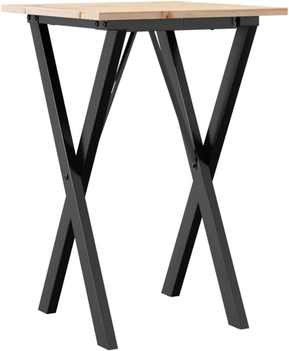 Eettafel X-frame 50x50x75 cm Massief Hout en Gietijzer - Keukentafel Zwart