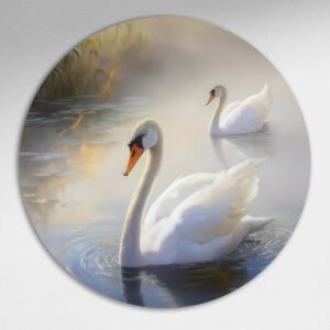 Elegante Zwammen Muurcirkel - Luxe Muurcirkel 80x80 cm op Dibond - Sfeervolle Wanddecoratie voor Woonkamer & Slaapkamer