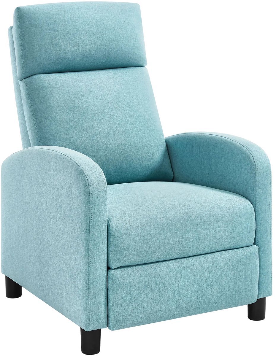 Ergonomische Relaxstoel - Fauteuil - Ligbed - Schommelstoel - Relaxfauteuil - Verstelbare Lounge Chair voor Woonkamer & Slaapkamer - Blauw Linnen