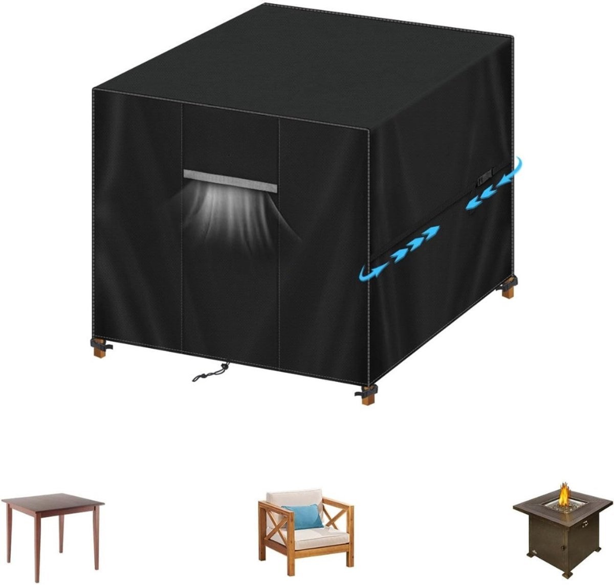 Famanu - Beschermhoes Tuinmeubelen Afdekhoes Tuintafel Waterdichte Hoes 420D Oxfordstof Beschermhoes voor Tuinstoelen,Klaptafel,Salontafel,Tuinmeubelset,Afdekking voor Vuurplaats 85x85x80cm