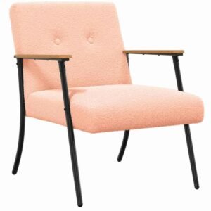 Fauteuil | Relaxstoel Roze 59 x 75 x 78 cm Krullend Wol-achtig Stof
