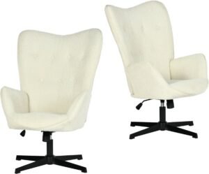 Fauteuil - Set Van 2 Chenille stof Draaibaar Metalen poot - Beige