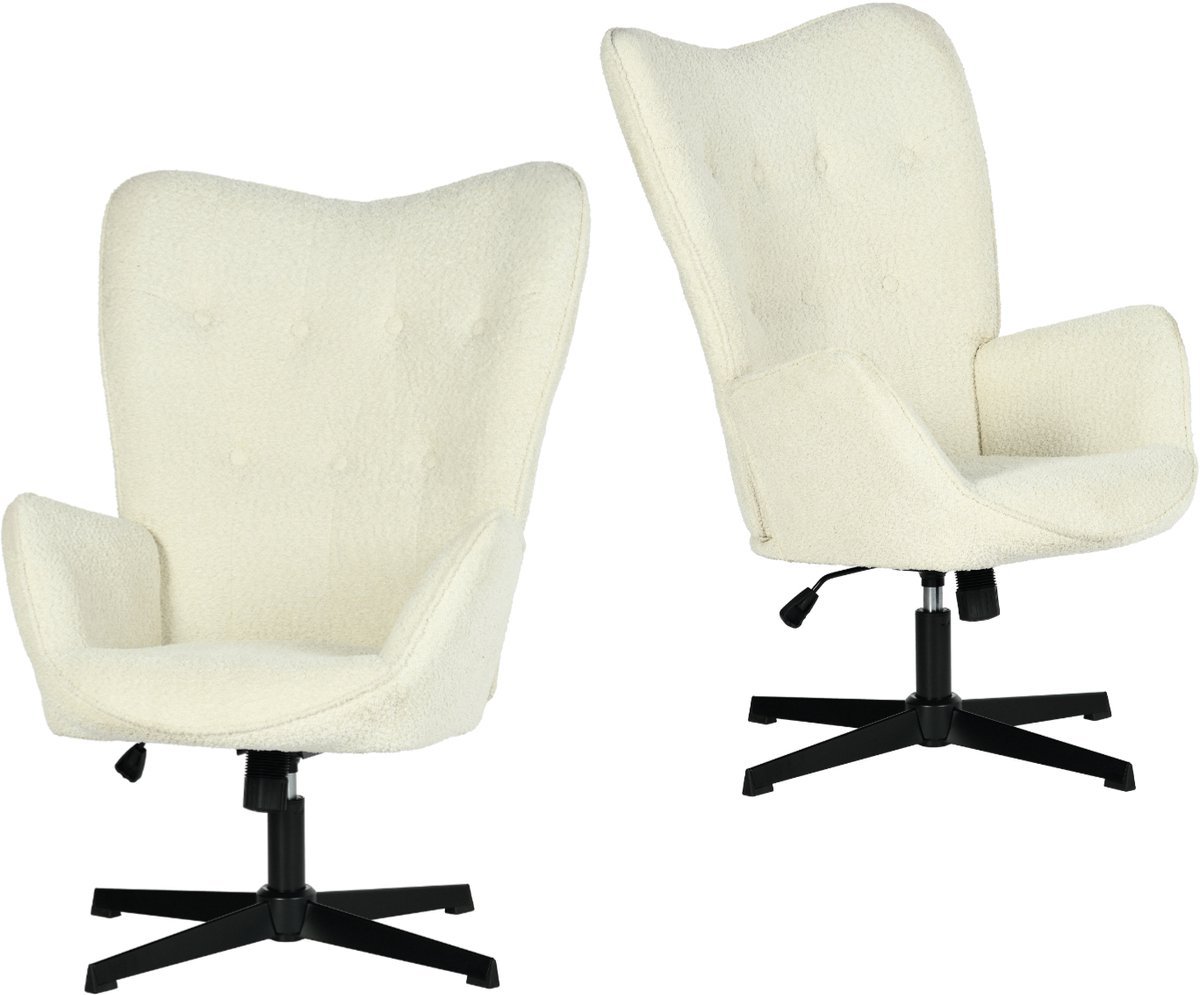 Fauteuil - Set Van 2 Chenille stof Draaibaar Metalen poot - Beige