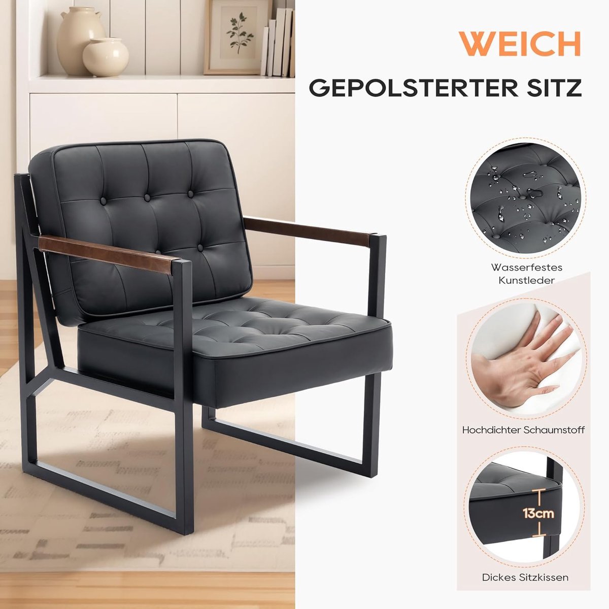Fauteuil Set van 2 - Depauwonen Premium Mid-Century Design Stoelen Groen - Luxe Kunstleren Accentstoelen met Metalen Poten - Comfortabele Moderne Fauteuils voor Woonkamer, Slaapkamer & Wachtkamer - Ergonomisch